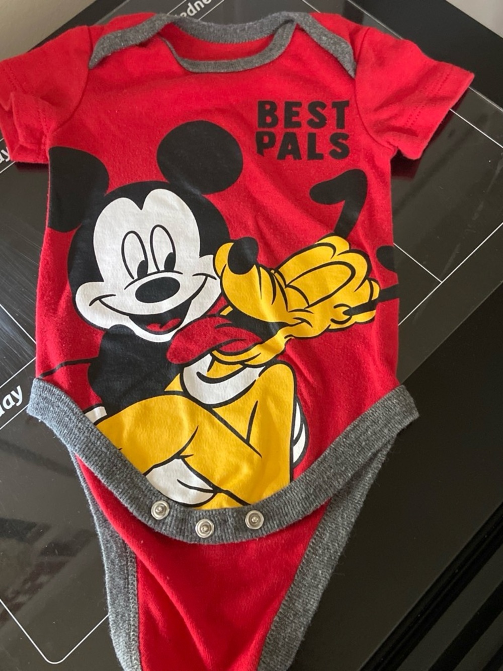 Disney Red Mickey & Pluto 'Best Pals' One-Piece Bodysuit